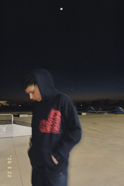HEDENS Navy Blue heart Hoodie - regular fit