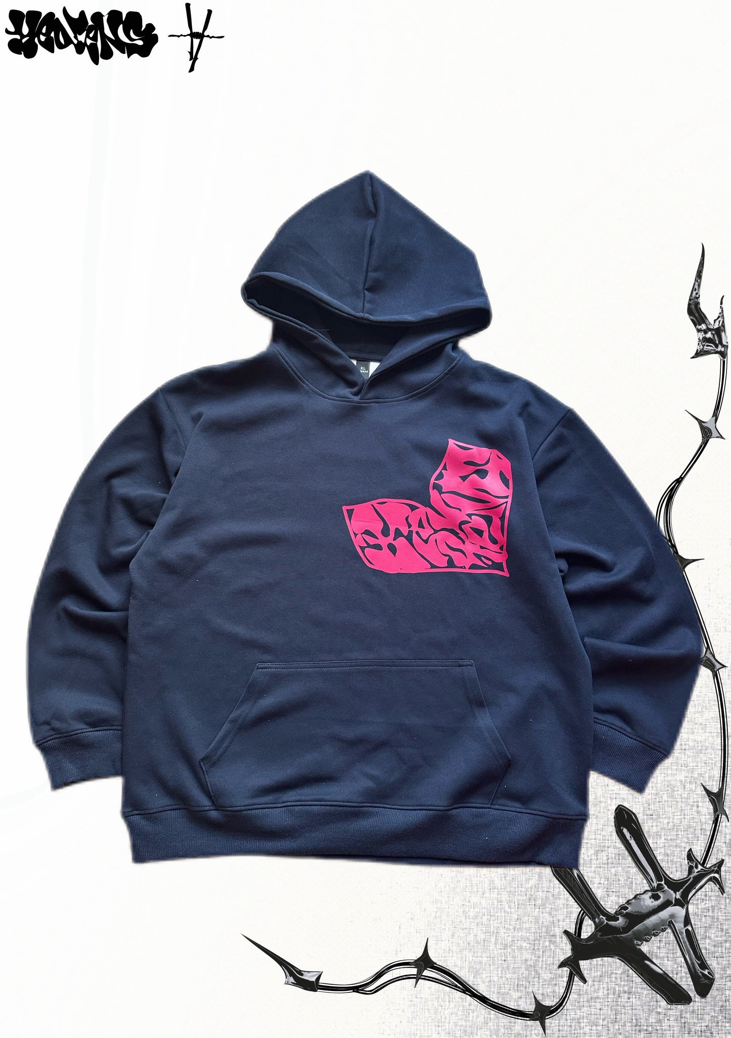 HEDENS Navy Blue heart Hoodie - regular fit