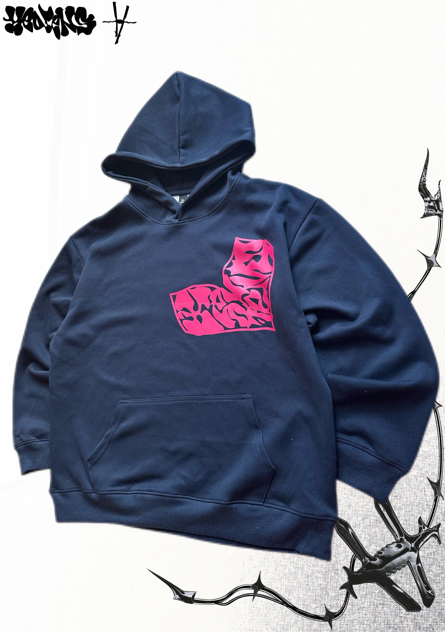 HEDENS Navy Blue heart Hoodie - regular fit
