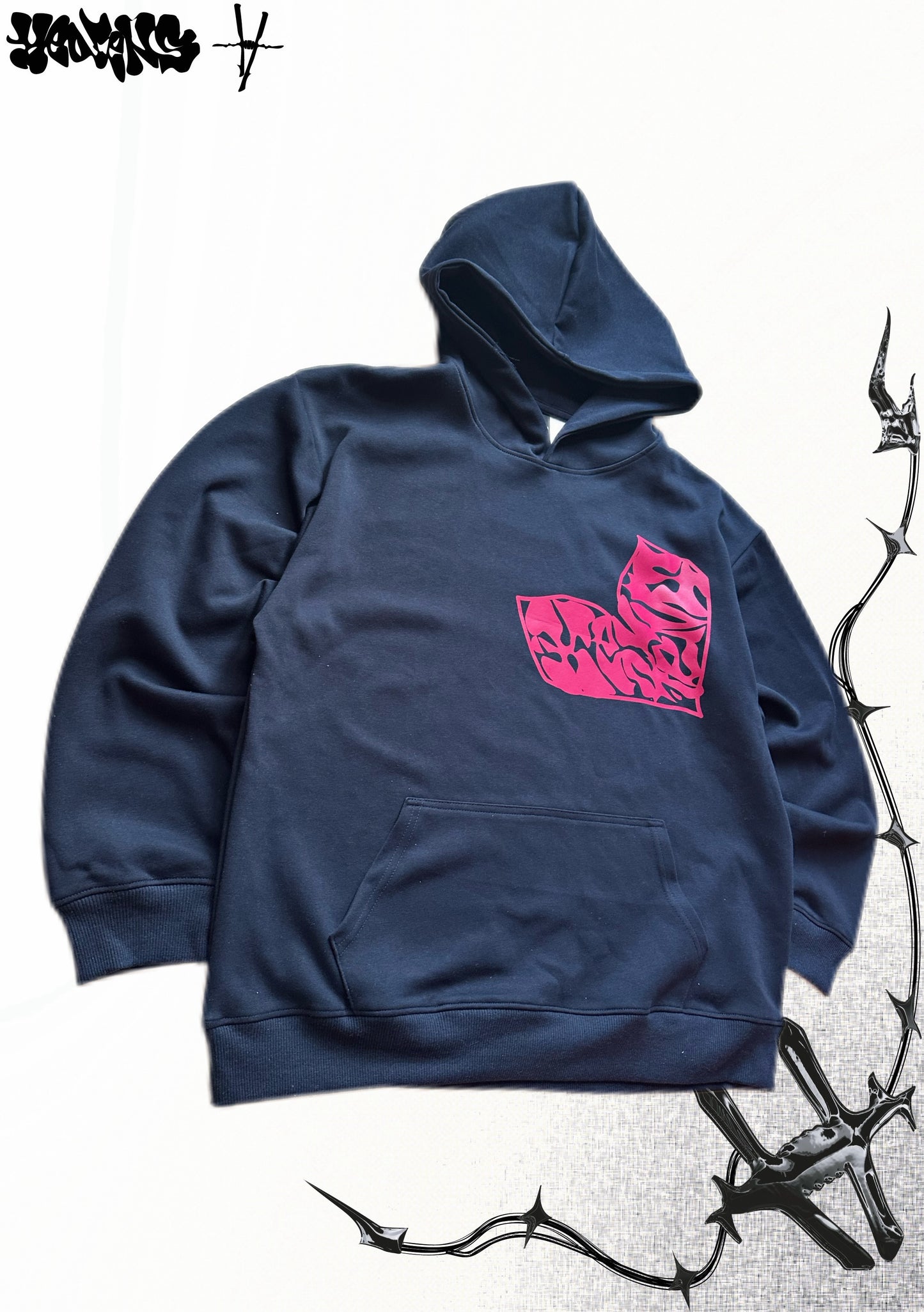 HEDENS Navy Blue heart Hoodie - regular fit