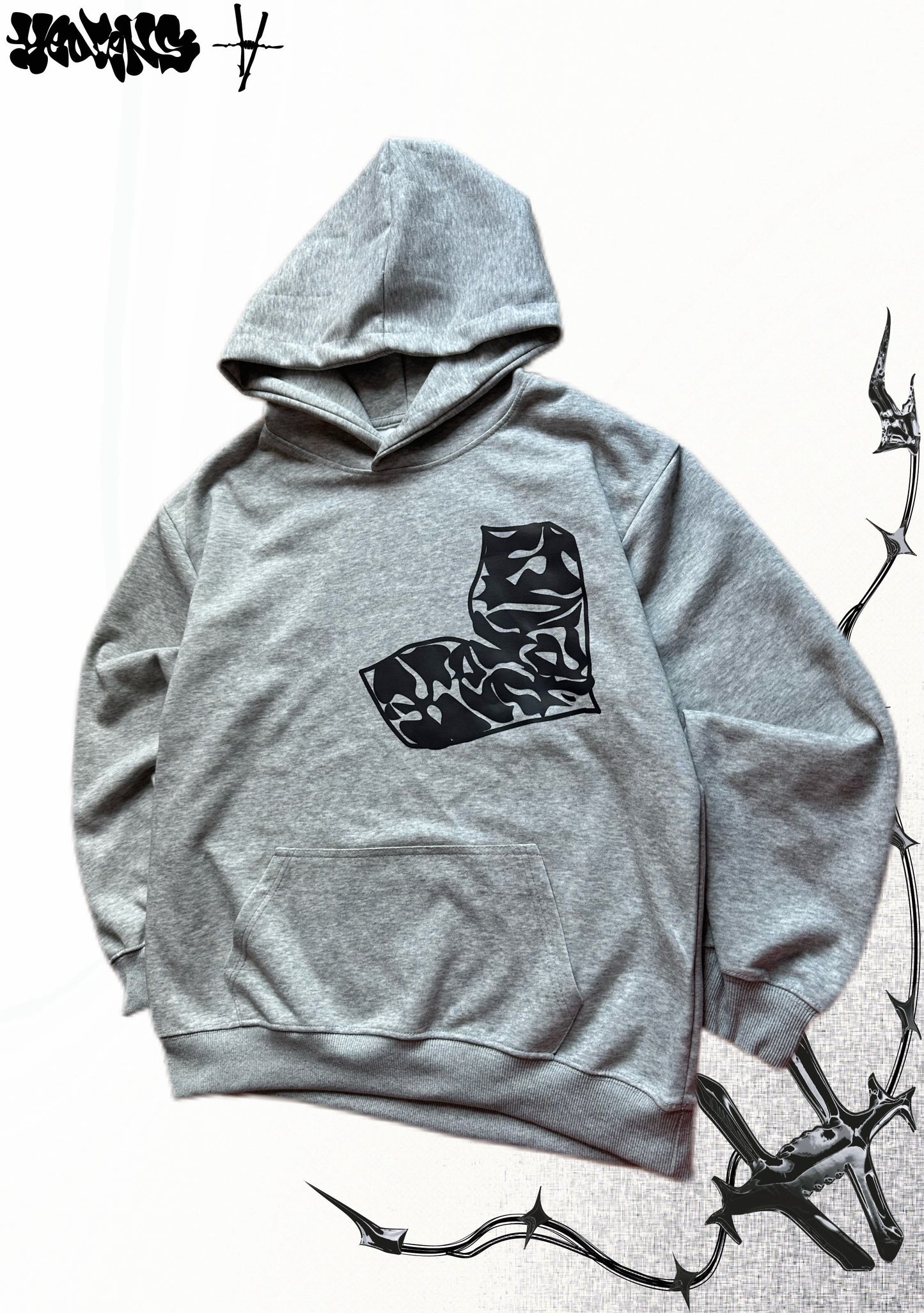 HEDENS Grey heart Hoodie - regular fit